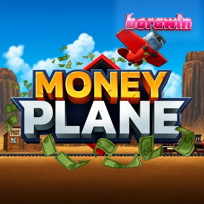 Interface de jogo do Money Plane com elementos visuais de aviação e temática de trem.